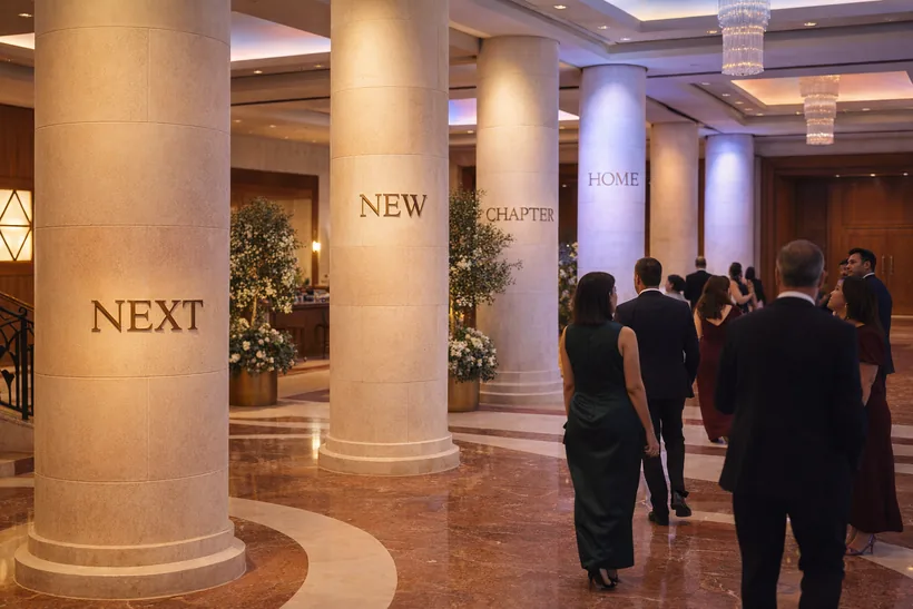 Teaser columns — NEXT → NEW → CHAPTER → HOME