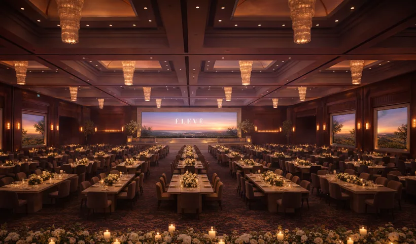 Ballroom overview — The whole room, doors-open moment